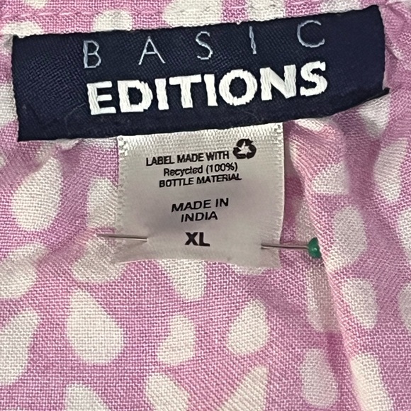 Basic Editions XL pink with white dots 3/4 sleeve with buttoned strap GUC - Picture 6 of 8